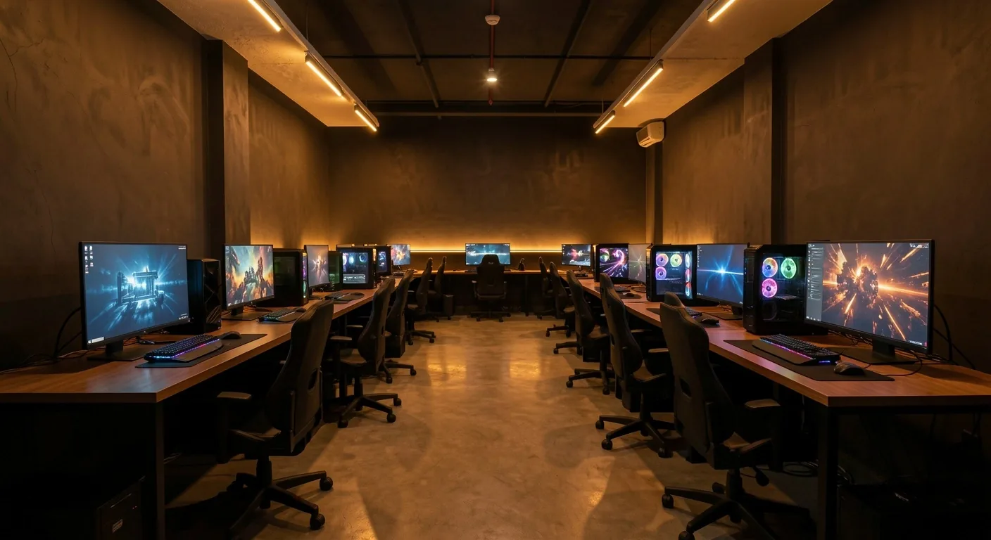 Sede de Unvarion Computer Club en Bucaramanga bajo iluminación bronze
